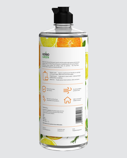 Herbo Green Natural Dish Cleaner 1L | Citrus Lemon & Orange