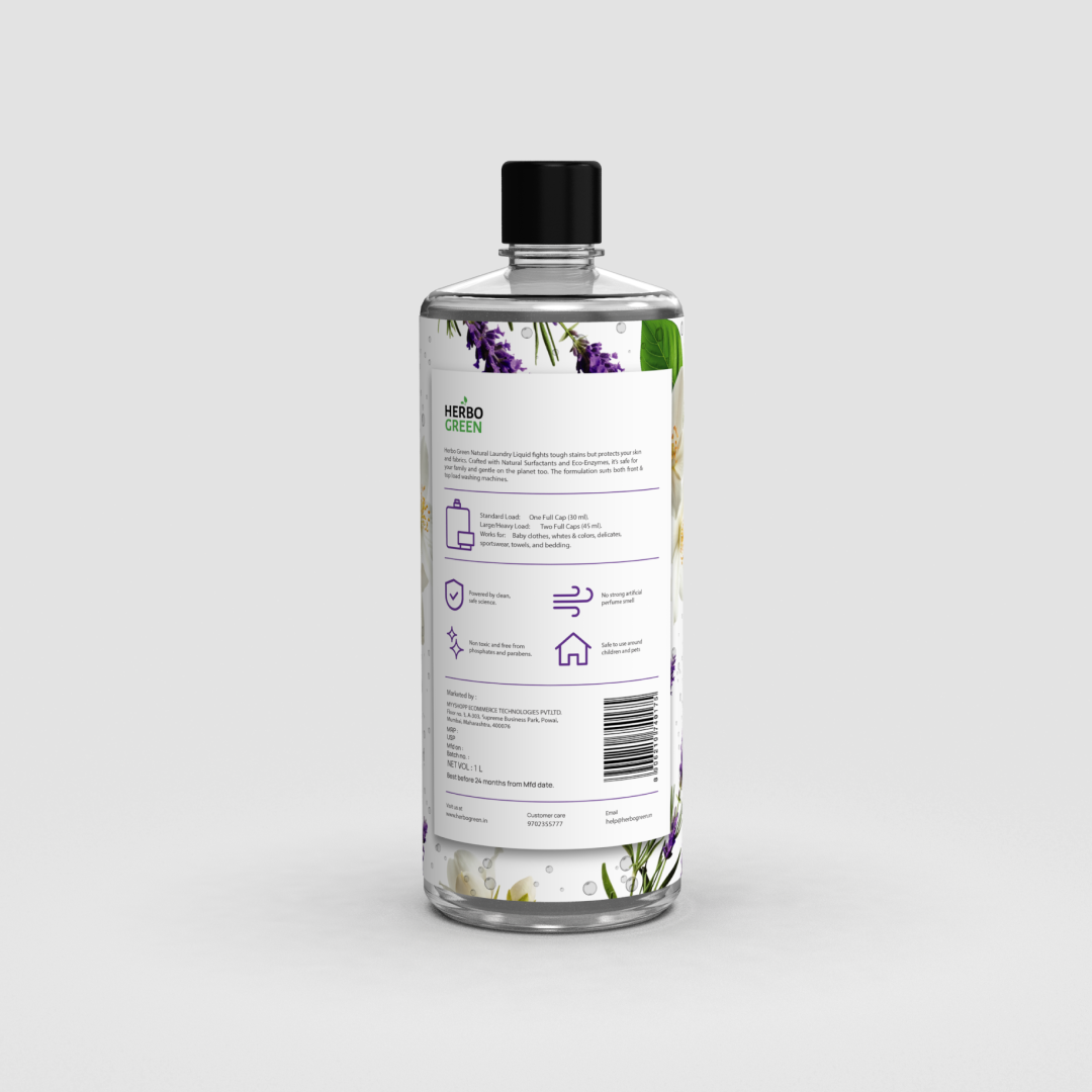 Herbo Green Natural Liquid Detergent 1L | Jasmine & Lavender
