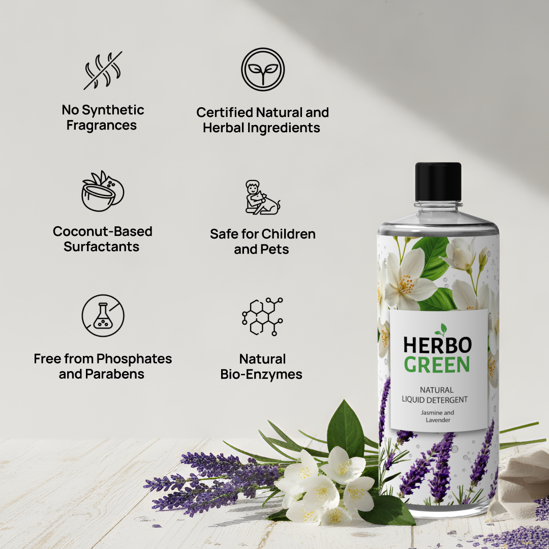 Herbo Green Natural Liquid Detergent 1L | Jasmine & Lavender