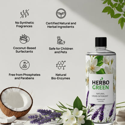 Herbo Green Natural Liquid Detergent 1L | Jasmine & Lavender