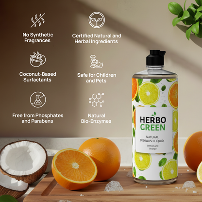 Herbo Green Natural Dish Cleaner 1L | Citrus Lemon & Orange