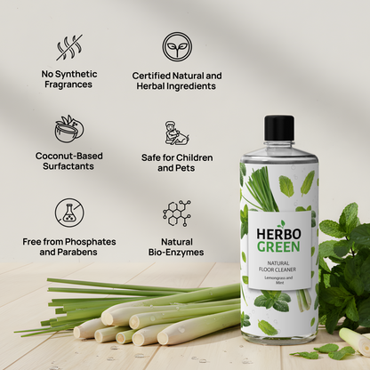 Herbo Green Natural Floor Cleaner 1L | Lemongrass & Mint