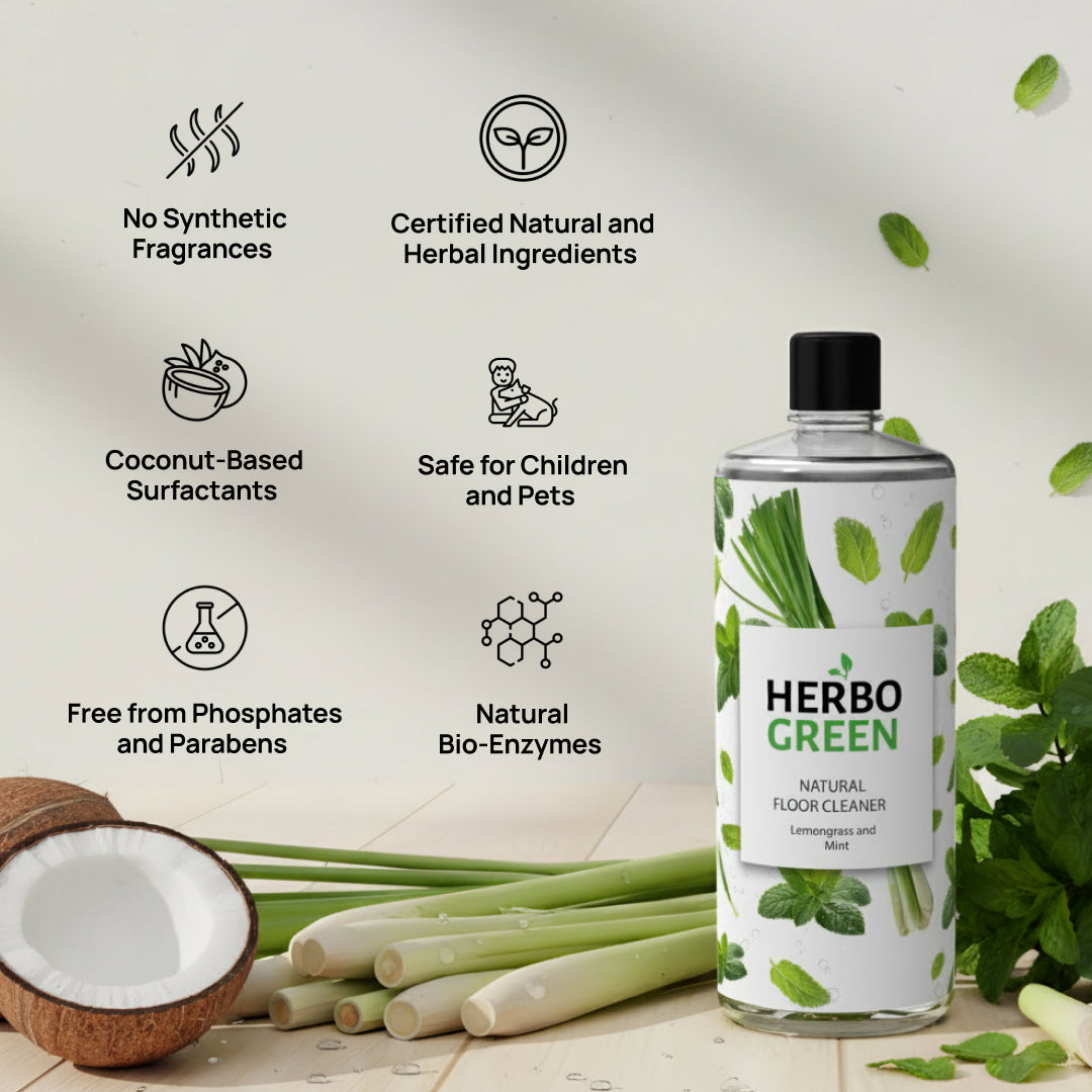 Herbo Green Natural Floor Cleaner 1L | Lemongrass & Mint
