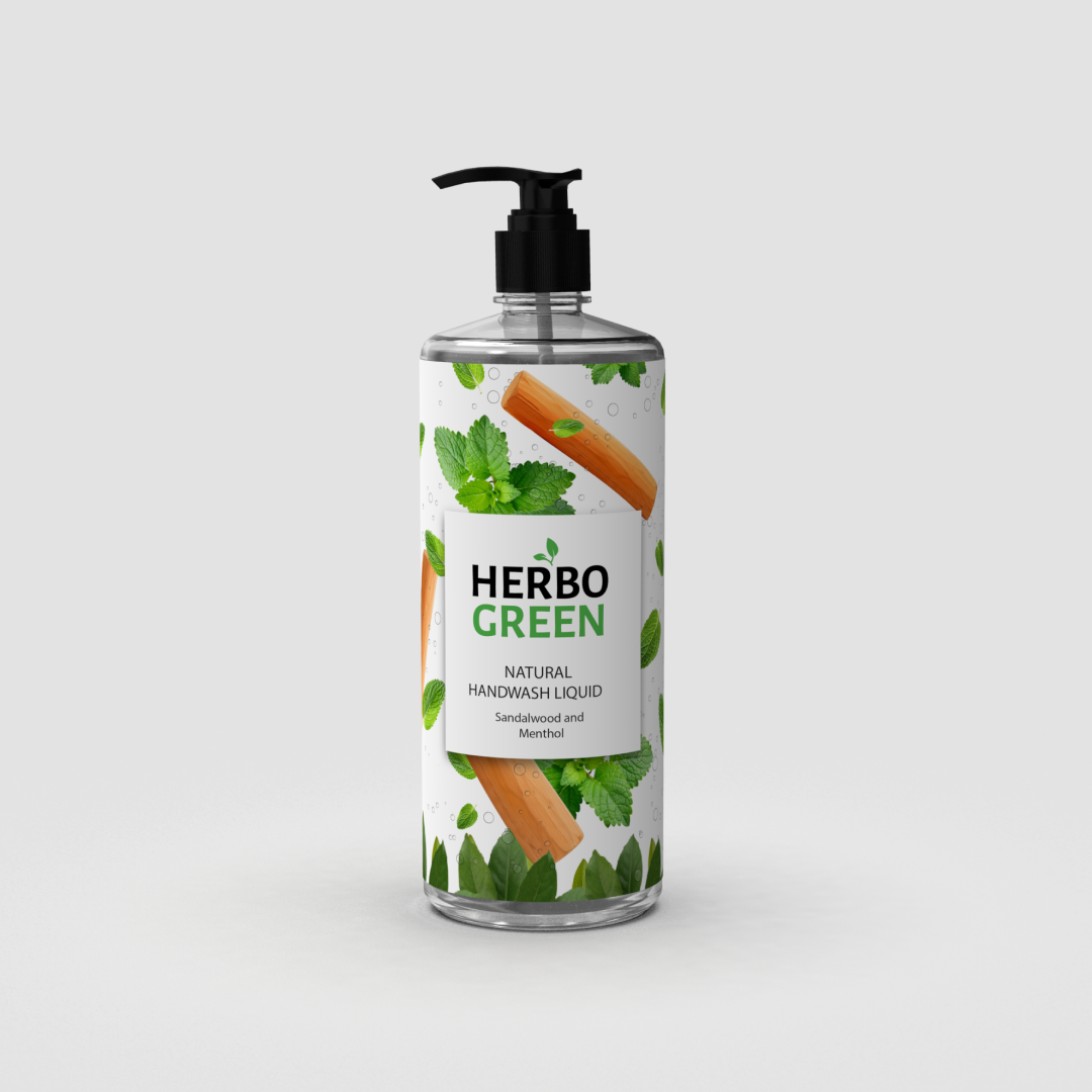 Herbo Green Natural Handwash Liquid 1L | Sandalwood & Menthol