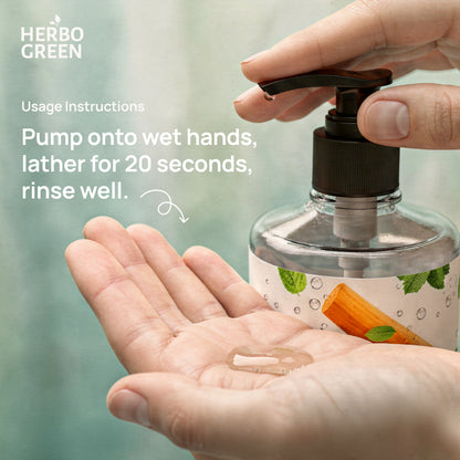 Herbo Green Natural Handwash Liquid 1L | Sandalwood & Menthol