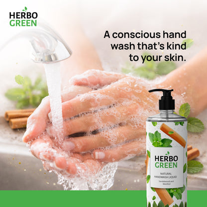 Herbo Green Natural Handwash Liquid 1L | Sandalwood & Menthol