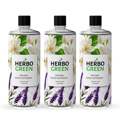 Natural Liquid Detergent - Jasmine & Lavender (1L, Pack of 3)