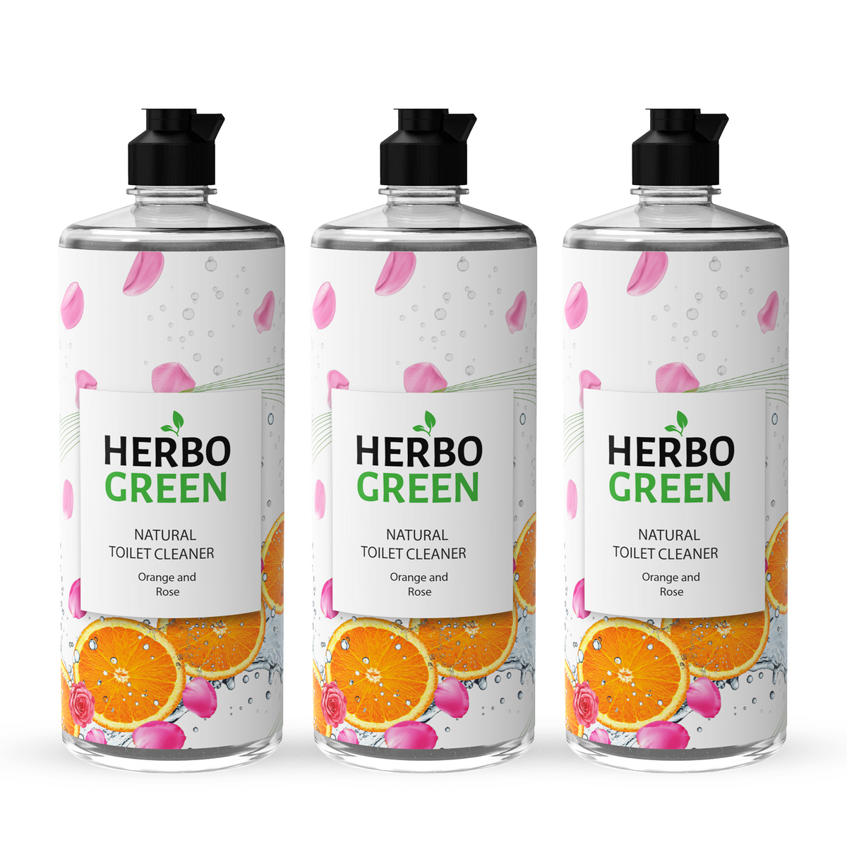 Natural Toilet Cleaner - Orange & Rose (1L, Pack of 3)