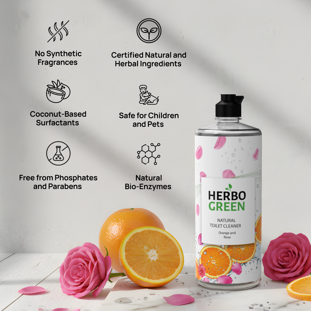 Herbo Green Natural Toilet Cleaner 1L | Orange & Rose